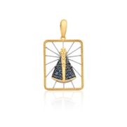 Pingente Nossa Senhora Aparecida de Ouro Amarelo 18k com Safiras