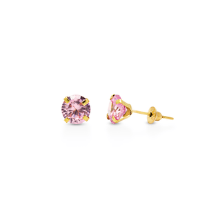 Brincos Colors em Ouro Amarelo 18k com Zircônia Rosa