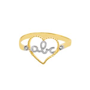 Anel Infantil Coração ABC de Ouro Amarelo 18k com Diamantes