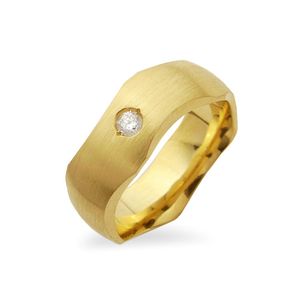 Aliança de Ouro Amarelo 18k Ondulada com Diamante (7,5 mm)