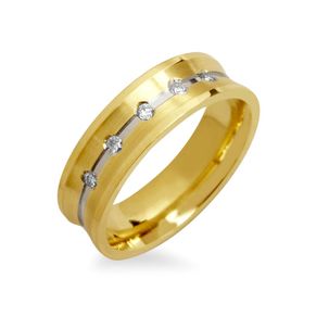Aliança de Ouro Amarelo 18k Côncava e Anatômica com Diamantes (6 mm)