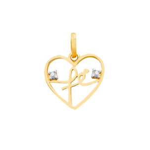 Pingente Coração Fé de Ouro Amarelo 18k com Diamantes