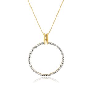 Pingente Moldura de Ouro Amarelo 18k com Topázios Brancos