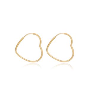 Brincos Argola Coração de Ouro Amarelo 18k (17x17mm)