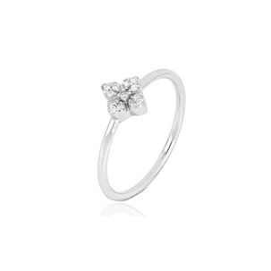 Anel Minha Flor de Ouro Branco 18k com Pavê de Diamantes