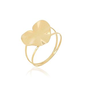 Anel Coração Chapa de Ouro Amarelo 18k