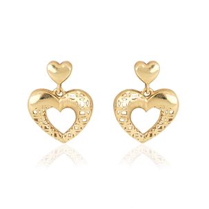 Brincos Coração de Ouro Amarelo 18k Texturizado