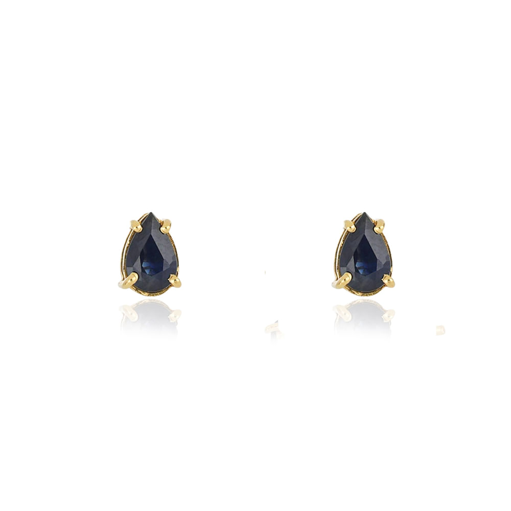Brincos Urban Gota de Ouro Amarelo 18k com Safiras-1750019566787