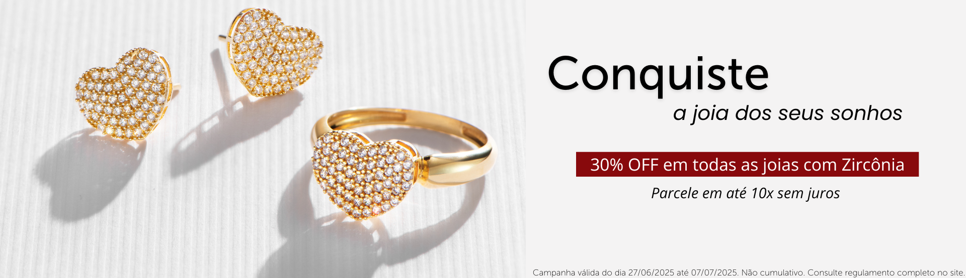 Joias com Zircônias com 30%OFF